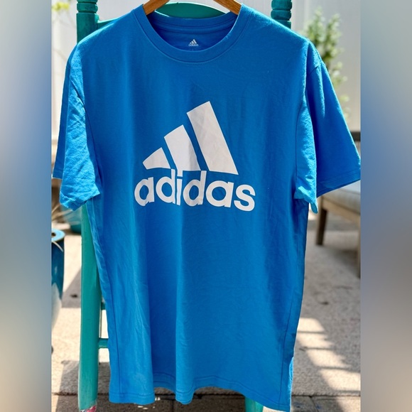 Adidas Golf Logo Tee Blue Large NWT Soft Cotton Shir - Picture 1 of 8